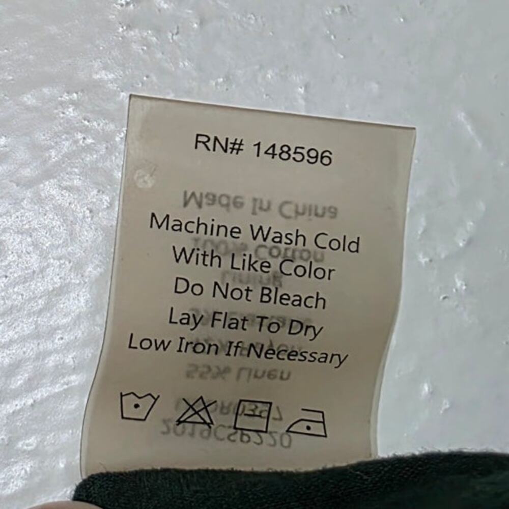 Universal Standard Tracy Linen Wrap Dress in Forest Green Hi Low Tulip Hem - Picture 8 of 9
